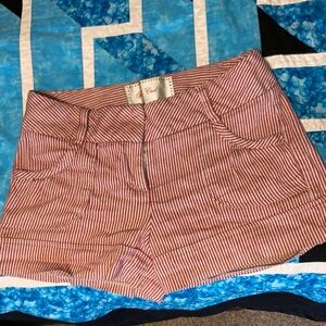 Be good striped shorts. Size 3. Red and white stripes, form fitting